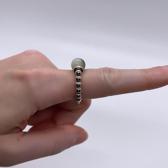 NWT Wool + Pepper Co. Silver & Crystal Beaded Ring - Picture 4 of 4